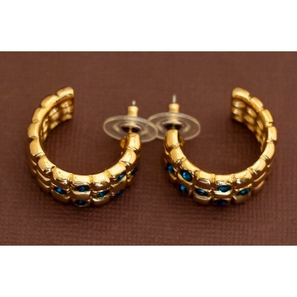 Vintage Gold Tone Emperor's Hawk Claws Hoop Earrings by Avon - U4 - Picture 2 of 3